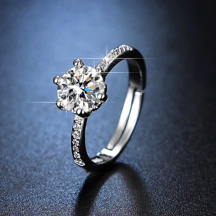 [Copper Products] Diamond-Encrusted Zircon Niche Design Opening Simple Ring Ring Woman