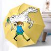 Ombrello da Viaggio a Tema Pippi Calzelunghe - 8 Stecche, Apertura e Chiusura Automatiche, Design Pieghevole Portatile, Ombrello Compatto ed Elegante Adatto