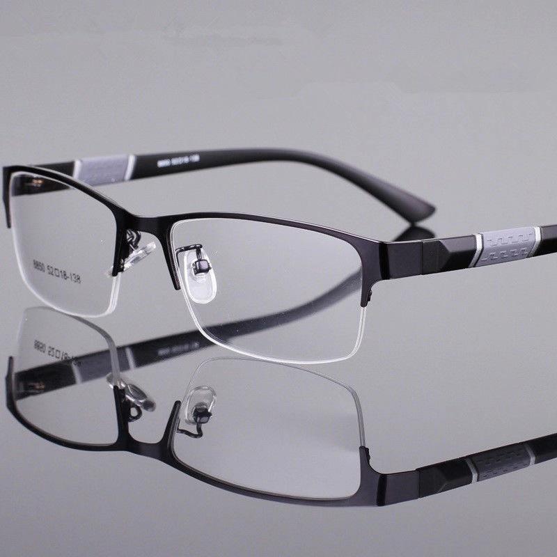 Men's Half-Rim Anti-Fatigue Prescription Glasses - Anti-Radiation Protective Eyewear for Myopia