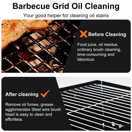 Cleaning Brush 3-in-1 Grill Scrubbing Brush with Scraper Ergonomic Design Cleaning Sponge Barbecue Net Washing Wire Brush BBQ Tool