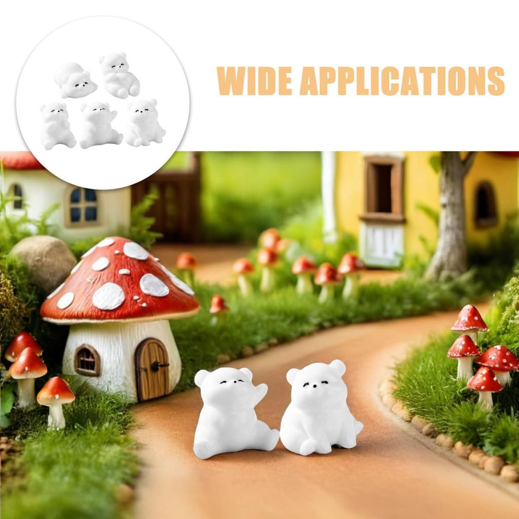 LEDMOMO Polar Bear Miniature 10-Piece Set (5 Designs) - Polar Bear Figurines, Animal Figurines, Resin, for Terrariums, Moss, Succulents, Bonsai,