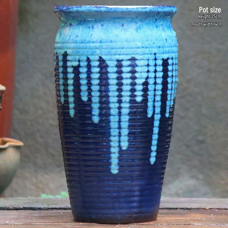 Handmade Coarse Ceramic Succulent Planter, Orchid Breathable Zisha Pot, Old Tree Design, Tall Rose Pot.