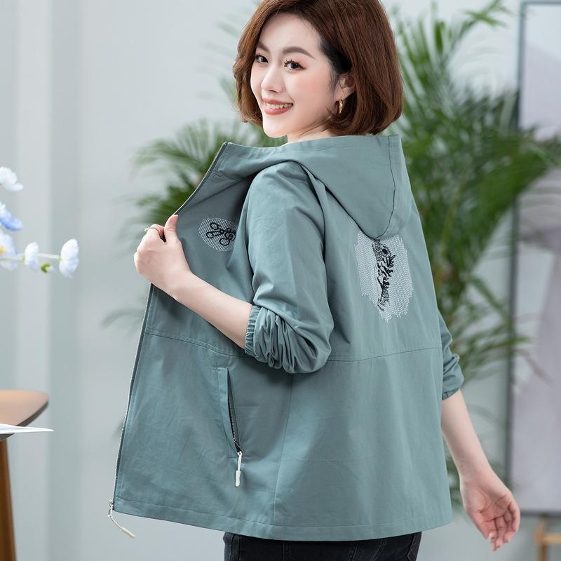 Women's Plus Size Hooded Casual Jacket - Spring/Autumn Korean-Style Age-Reducing
