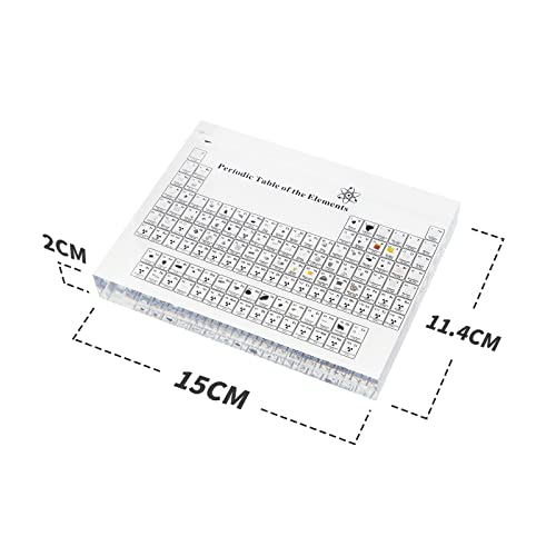 Hicello Periodic Table - Acrylic, Transparent, Made of Acrylic Glass, with Embedded Elements, Creates a Floating Effect, for Chemistry Study, Element