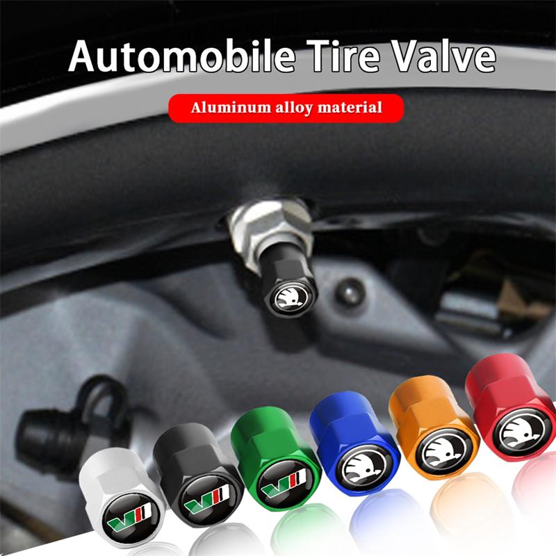 4pcs Car Tire Wheel Valve Cover Protection Dust Caps Accessories For Skoda VRS VII Octavia A2 A5 2 Superb Kodiaq Rapid Fabia Hkpx25