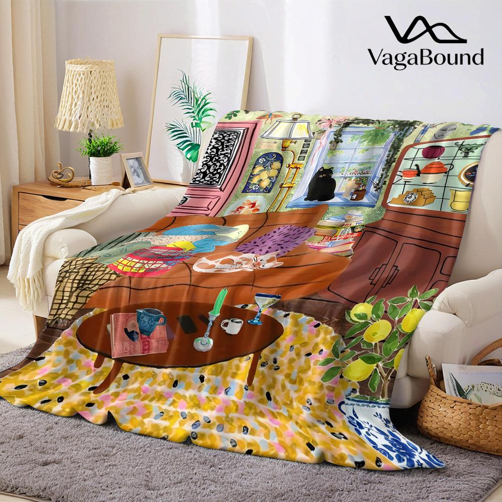 Cozy Cluttered Nook Flannel Blanket Warm Soft Halloween Christmas Couch Warm Cozy Decorative Decor Gift for All Season 75X95CM