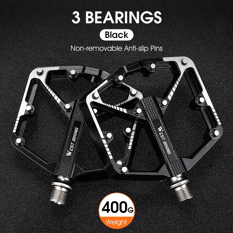 WEST BIKING Bike Pedals 3 Bearing Non-Slip MTB Road Aluminum Alloy Cycling Flat Pedals Bicycle Accessories Pedales Bicicletas