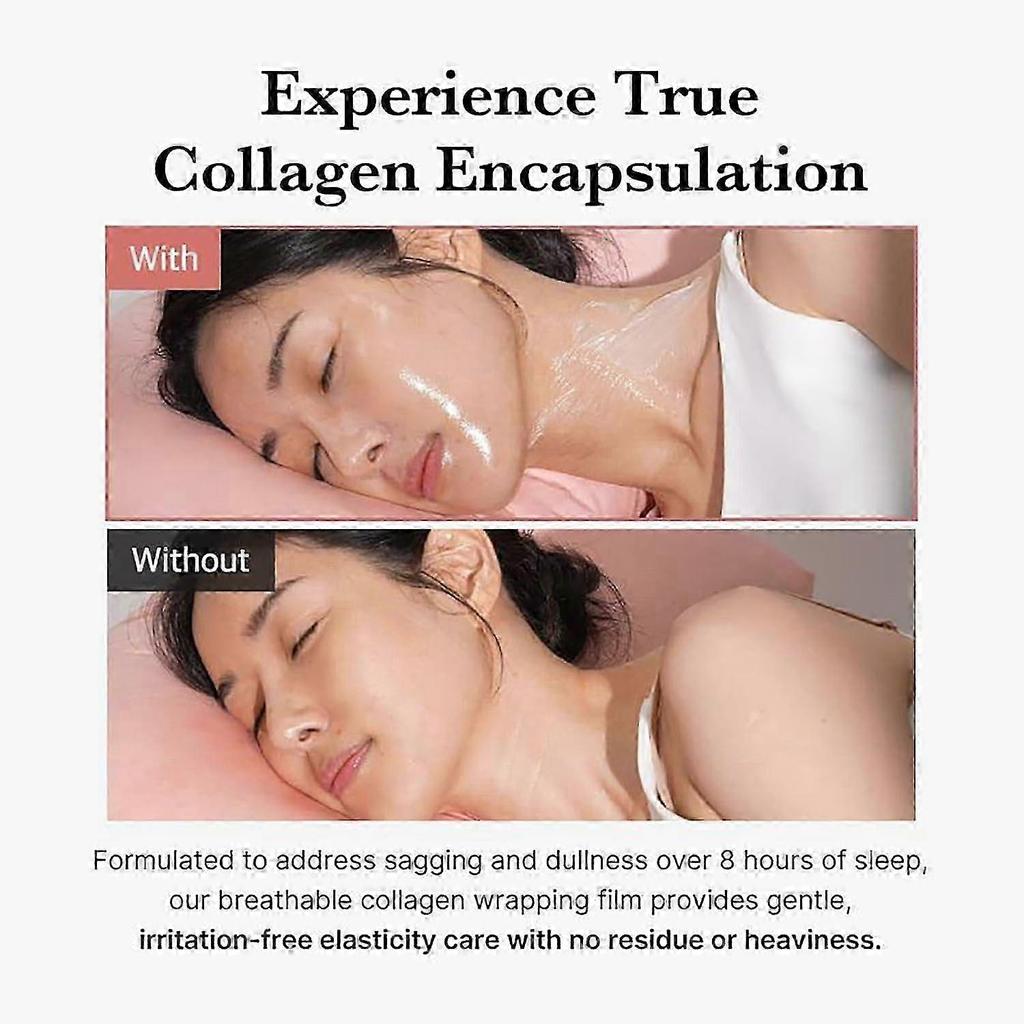 Collagen Night Wrapping Mask, Peel-off Overnight Collagen Face Mask - Deeply Hydrates Firming Glowy - Reduces Sagging Wrinkle For Glowing Skin