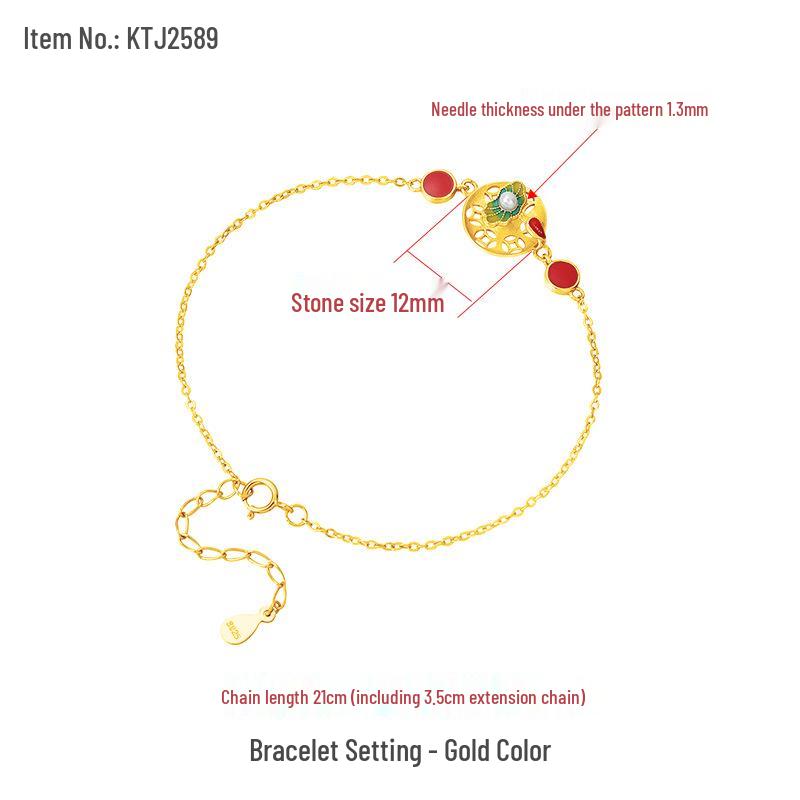 

New Chinese Style 925 Sterling Silver Safety Buckle Bracelet with Lotus Leaf Hanfu DIY, Hetian Jade, Jadeite & Amber Settings