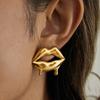 Yori Vintage Liquid Melting Lips Earrings 18K Golden PVD Plated Simple Attractive Versatile Jewelry Waterproof Accessories