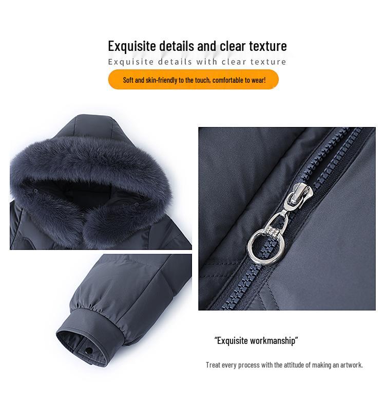 Women's 2025 New Style Mid-Length Winter Down Jacket with Fox Fur Collar for Middle-Aged and Elderly