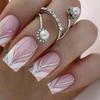Elegant European-Style Nude Pink & Silver Glitter Nail Tips - 24pcs