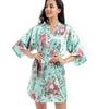 Women's Floral Bride Bridesmaids Robe Satin Wedding Kimono Bridal Dressing Gown Sleepwear