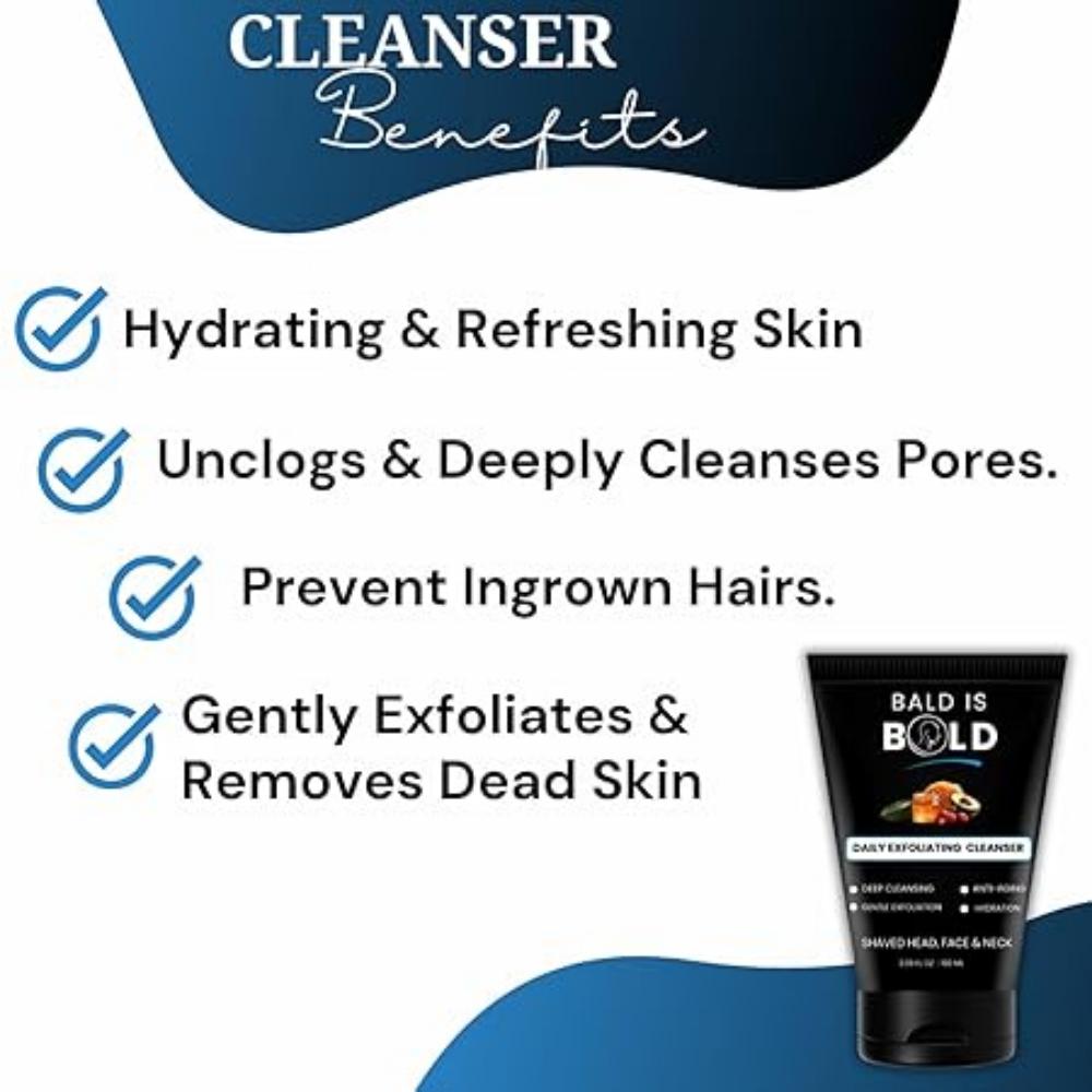 Tägliches Peeling-Reinigungsmittel & Peeling für kahle & markante Köpfe | Rasierter Kopf & Haarloser Kopf Pflege | 100 ML