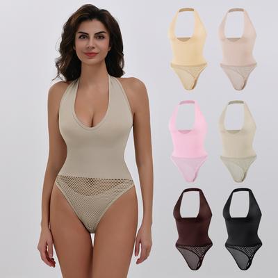 Combinaison Sexy sans Manches pour Femmes Nouvelle Arrivée Mode Vêtement Féminin Col Halter Affinant la Taille Combinaison Effet Nu