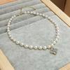 Four-Leaf Flower Pearl Necklace Women'S High Sense Versatile Temperament Zircon Pendant