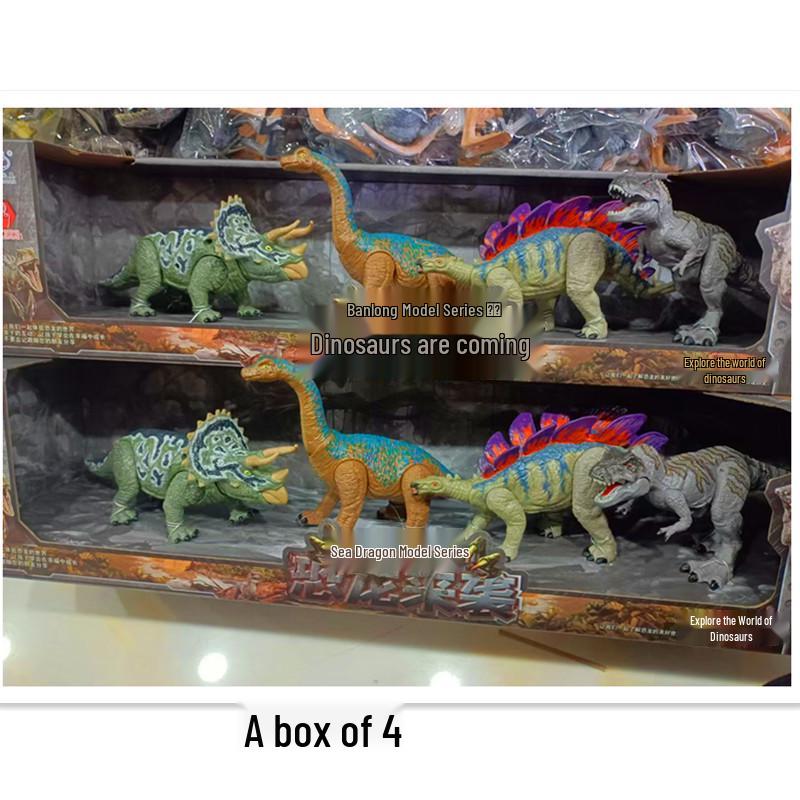 Movable Dinosaur Toy: Pterodactyl, Triceratops, & Tyrannosaurus Models with Open Mouth
