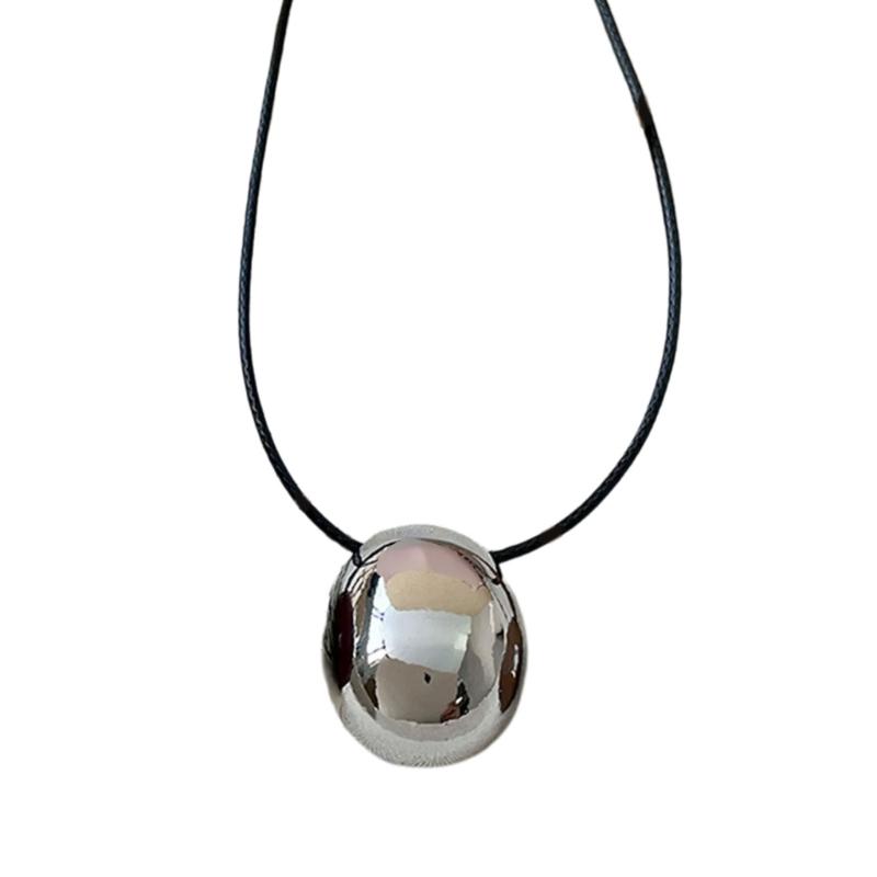 Simple Geometric Oval Pendant Necklace Fashionable Sweater Chain Fashion Jewelry Accessory Present for Women and Girls