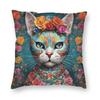 Da De Muertos Las Cat Square Pillowcase Polyester Linen Velvet Creative Zip Decorative Pillow Case Home Cushion Cover x