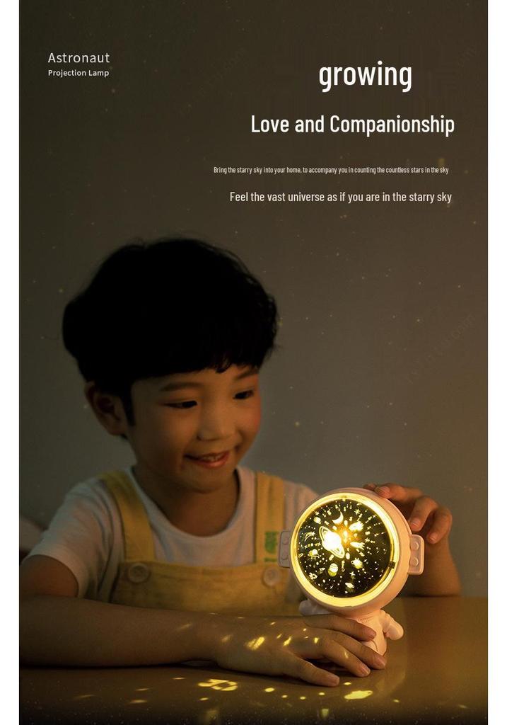 Spaceman Starry Sky Projector: Rotating Night Light & Music Lamp for Kids' Bedrooms