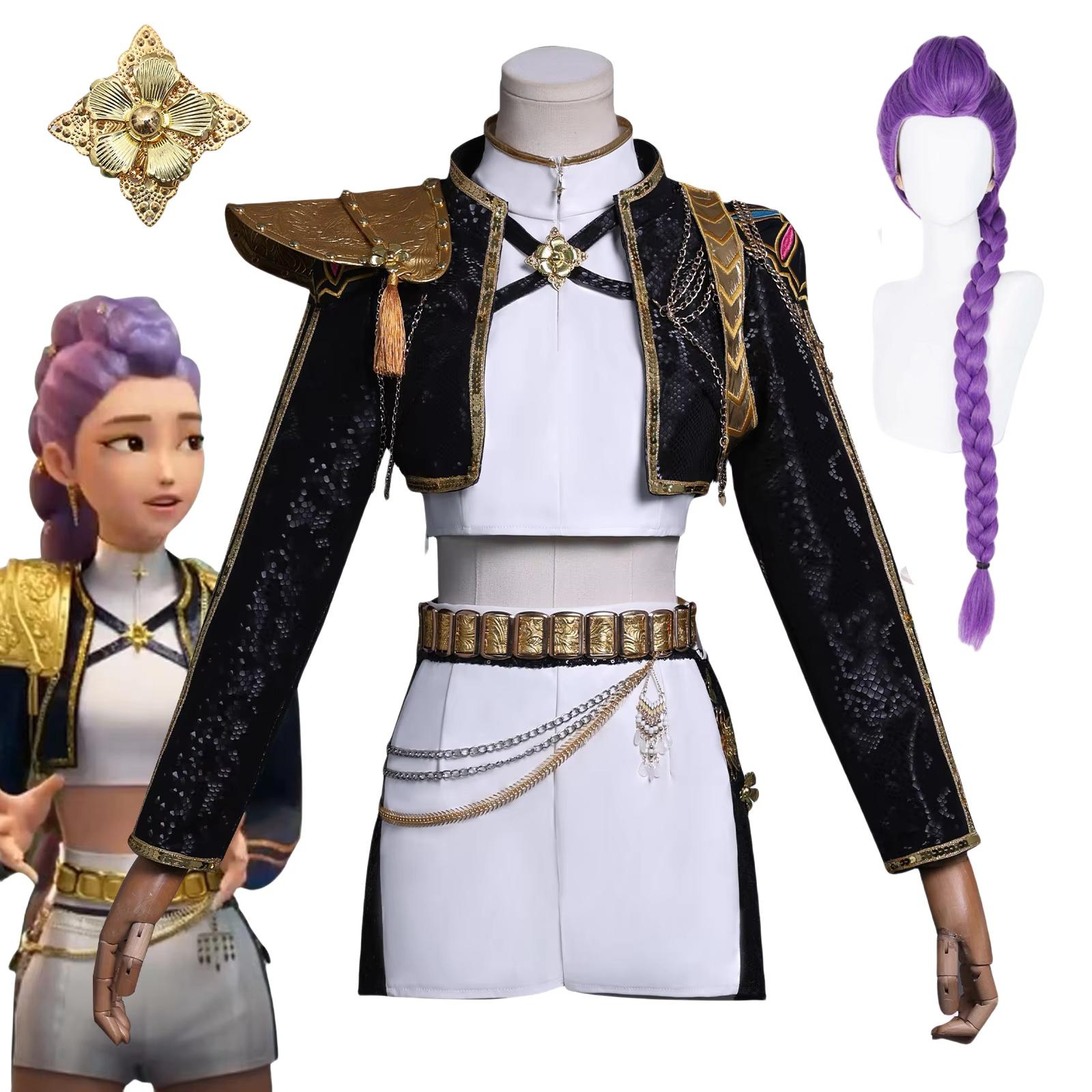 

Аніме K-pop Румі Косплей Костюм Перука Жіночий Чорно-біла Уніформа Різдво Хелловін Вечірка Одяг 140&Rumi