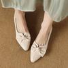 Fashion Moccasins Low Heel Elegant Pointed Toe Ladies Pumps with Bow Chunky Heels Block Women's Shoes Lastest Quick Delivery Footwear 39