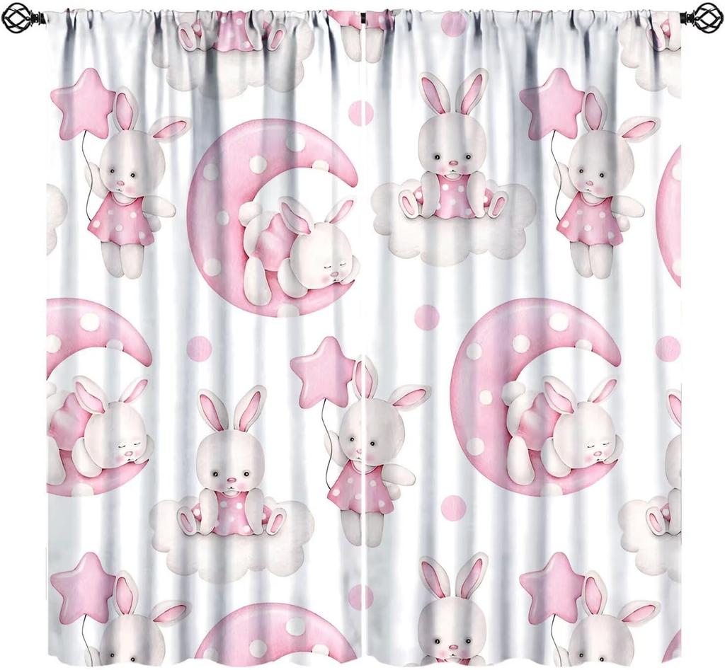 Kids Safari Animals Curtains Tropical Jungle Adventure African Lion Elephant Monkey Print Window Drapes Baby Curtain Polyester