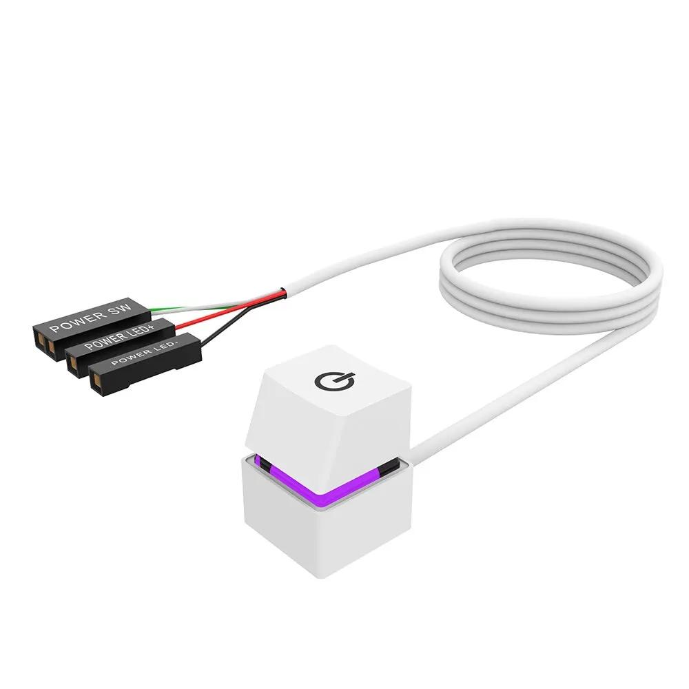 RGB LED Strip with Power Switch Cable PC Extension On/Off Square Button for Gaming Desktop Computer Home Office Setup