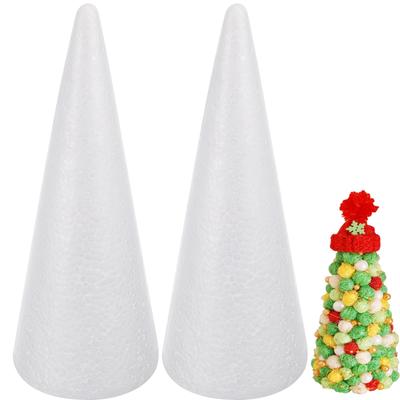POPETPOP Christmas Ornaments, Christmas Tree Styrofoam Molds for DIY Crafts, 2pcs White Polystyrene Foam Flower Arrangements