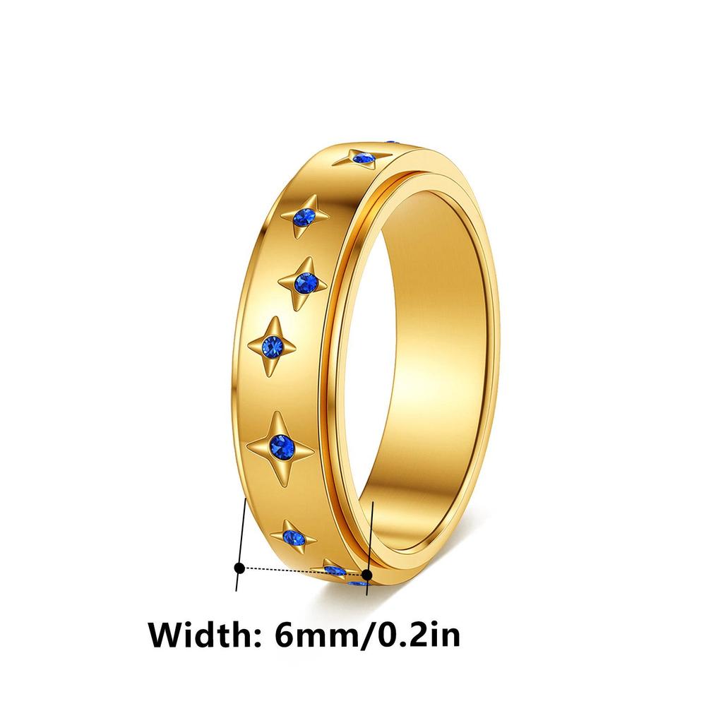 Twinkling Star Rotatable Titanium Steel Ring for Women - Stress Relief & Couple Design