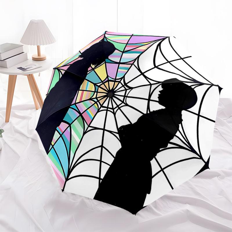 1pc Wednesday Automatic Folding Umbrella - Compact 8-Rib Design, Durable Plastic & Iron, Lightweight for Outdoor Daily Use, A0929222