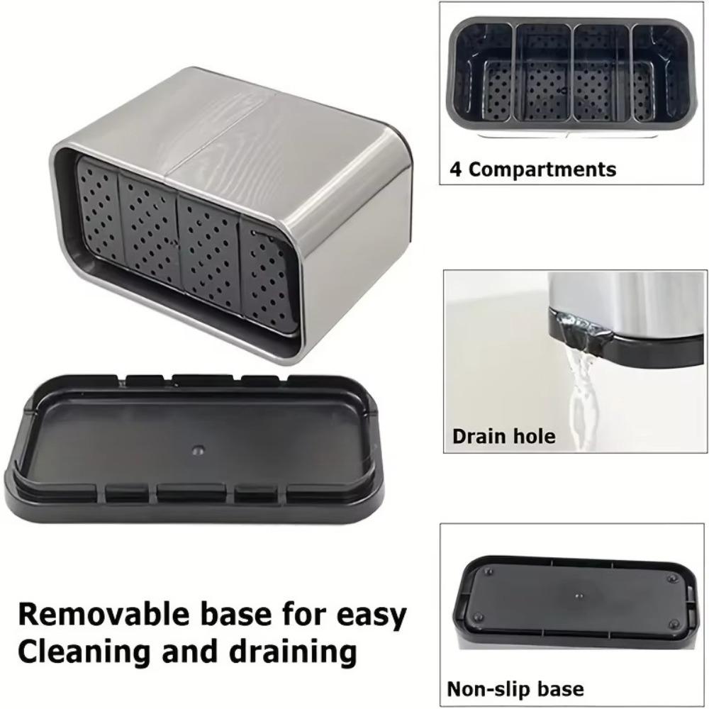 Large Capacity Kitchen Utensil Holder Stainless Steel Filterable Water Soap Liquid Storage Rack Removable Anti-rust