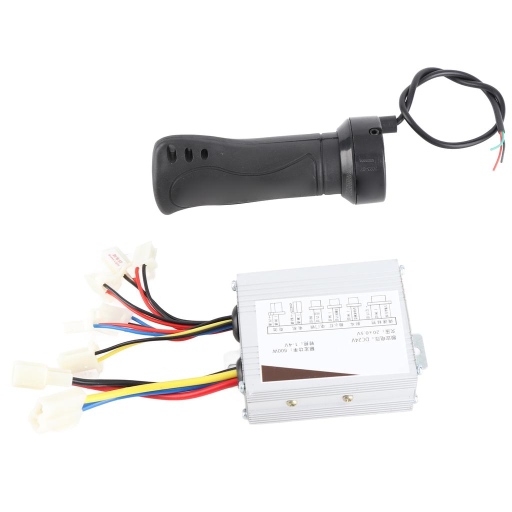 24V 500W Brushed Controller Broken Line Electroplate Throttle Grip Set for Electric Bike