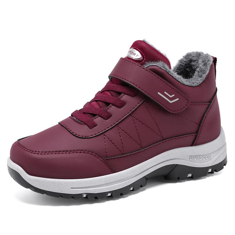 Men's and Women's Winter Velvet Lined Cotton Boots - Big Size Velcro Snow Shoes for Outdoors