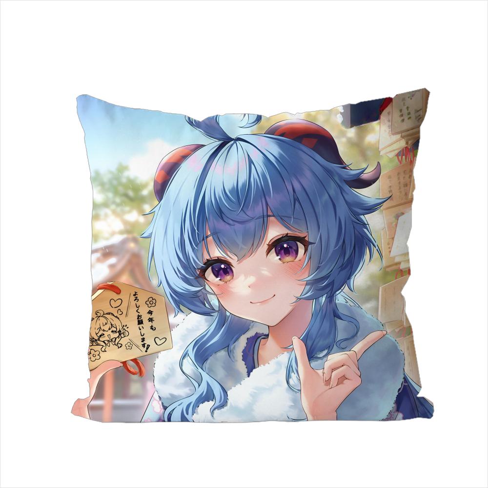 Ganyu Genshin Impact Pillow Case For Car Sofa Decorative Home Doublesided Print Plush Square Throw Pillow Cushion Cover
