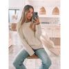 Autumn Winter Round Neck Patchwork Loose Casual Sweater Women Fashion Simple Bottomed Knitting Pullover Top