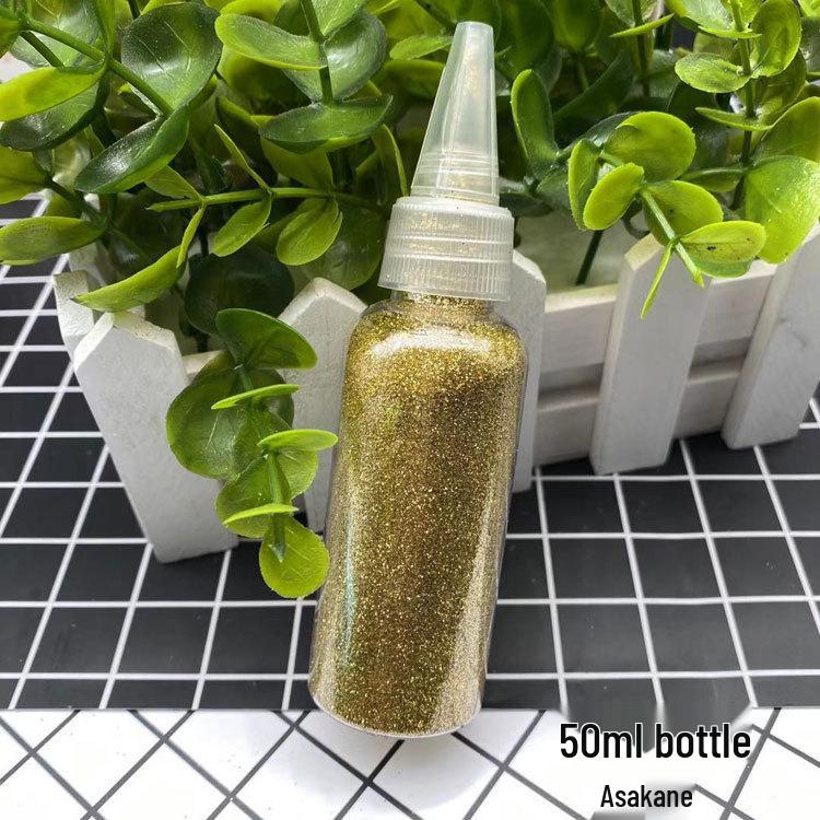 50ml Gold Glitter Powder with Flakes for Children's DIY Projects - Bright, Shiny Powder for Painting and Cross Stitch