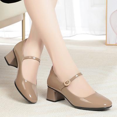 Mother'S Shoes Soft Leather Soft Bottom Women'S Shoes Work Shoes Ladies Leather Spring Summer Single Shoes High-Heeled