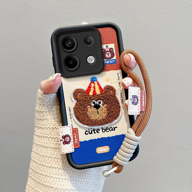 KEYSION Cartoon Niedlich Plüsch Stickerei Hülle für Xiaomi POCO X6 mit Lanyard Silikon Stoßfest Handyhülle für Redmi Note 13 Pro 5G