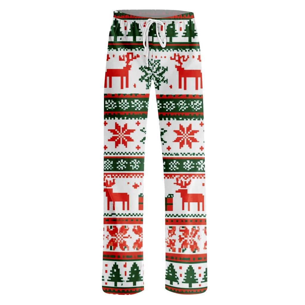 Festive Women's Christmas Print Waist Casual Pants for Holiday Party