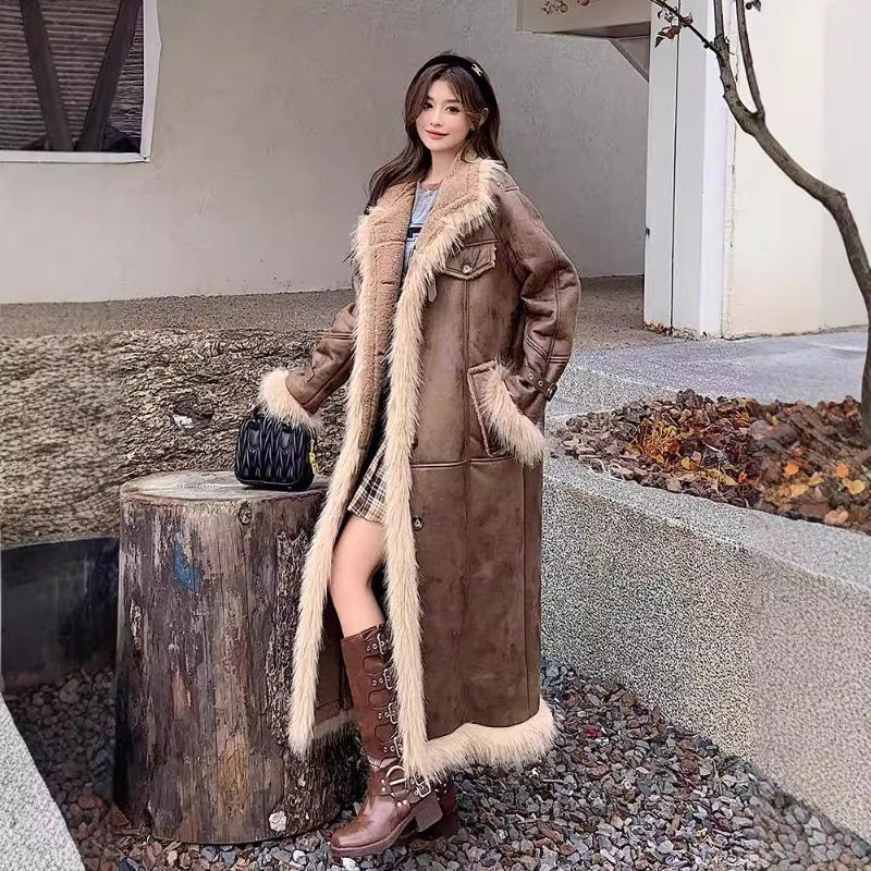 Pelz Lammwollmantel Damen Winter neu verdickt Plüsch langer Pelz Pelzmantel