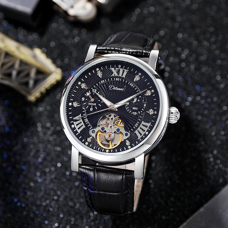 Men Watch Automatic Mechanical Watch Large Dial Luminous Hands Moon Phase Waterproof Tourbillon Skeleton Watches Man Reloj