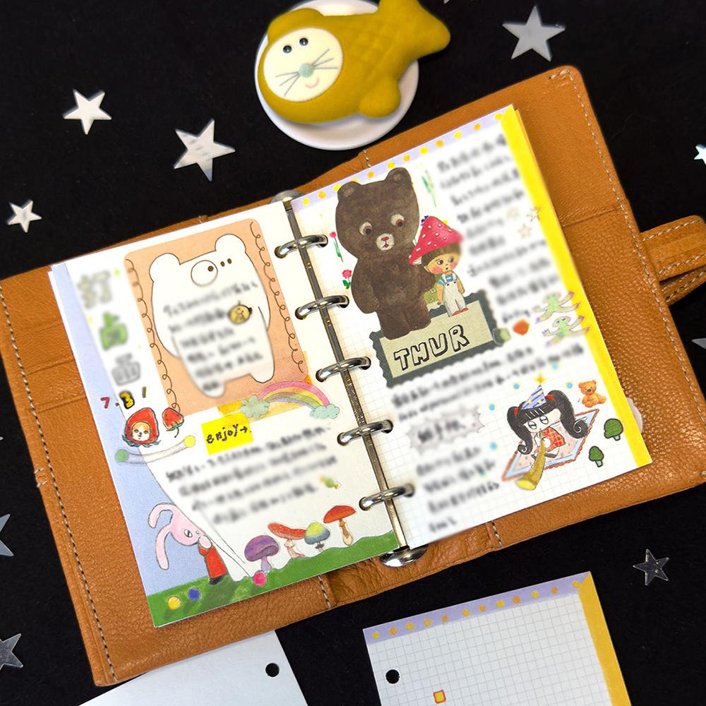 Wishing Star Memo Japanese Hand drawn Basic Ins Handheld Account Collage Material Non Sticky, M5 Inner Page No Punching