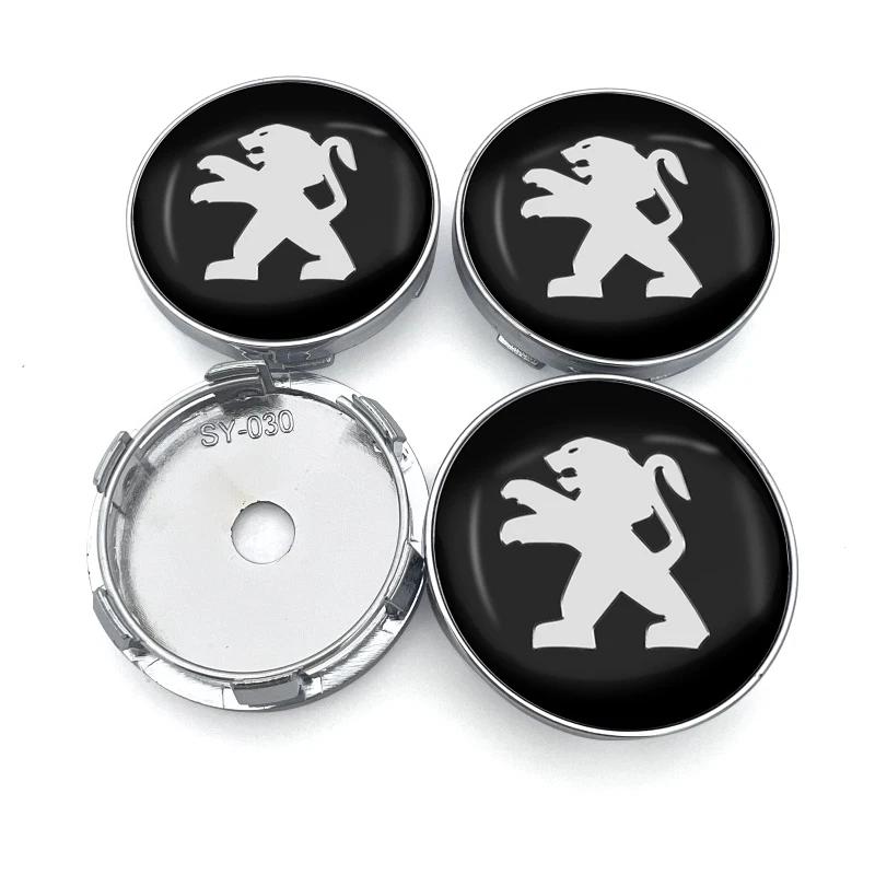 

2026 Hot Car Sticker 4pcs 60mm Car Wheel Center Hub Center Cap Rim Hub Dustproof Cover Emblemem For Peugeot 308 408 508 RCZ 208