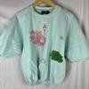 80s 90s Sunbelt One Size Women's Flamingo Golf Painted Graphic Top Teal Funny