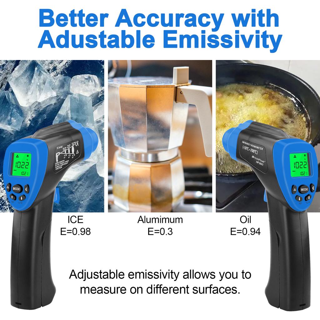 No-contact Infrared Thermometer Digital Thermal Imager , High Accuracy Industry Pyrometer Humidity Ambient Meter