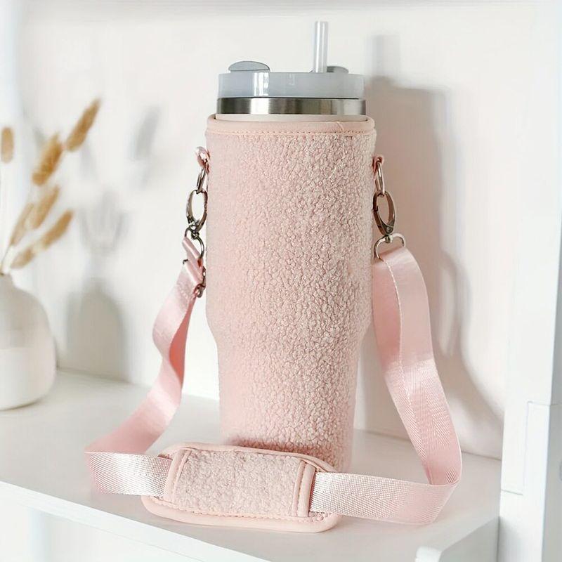 Suitable for Stanley Ice Cup Sleeves, 16Oz/40Oz Large Capacity Insulated Cup Sleeves, Plush Hand-Held Cross-Body Water Bottle Bag