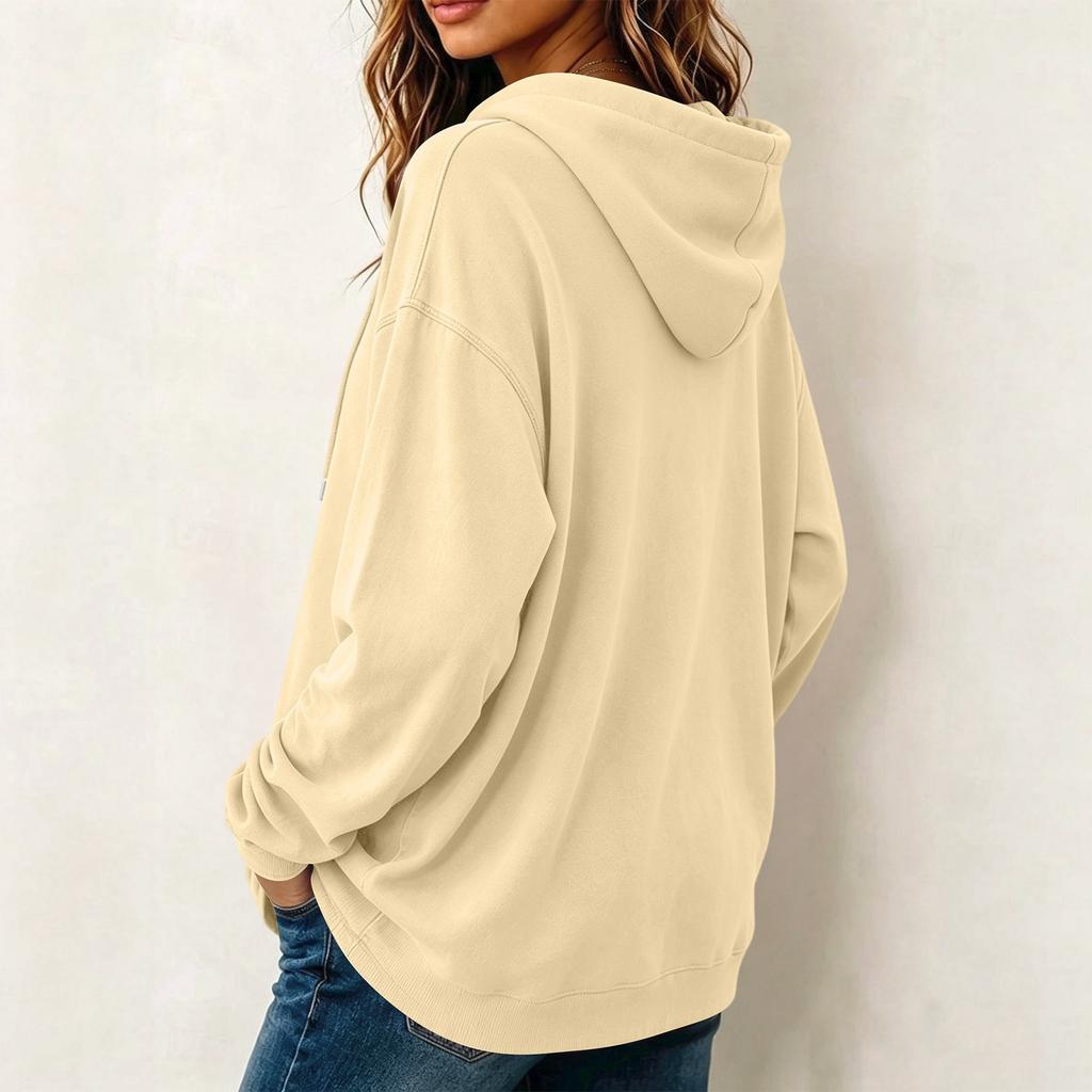 Women's Fashion Long Sleeve Hoodie Pullover Color Casual Top for Daily Wear