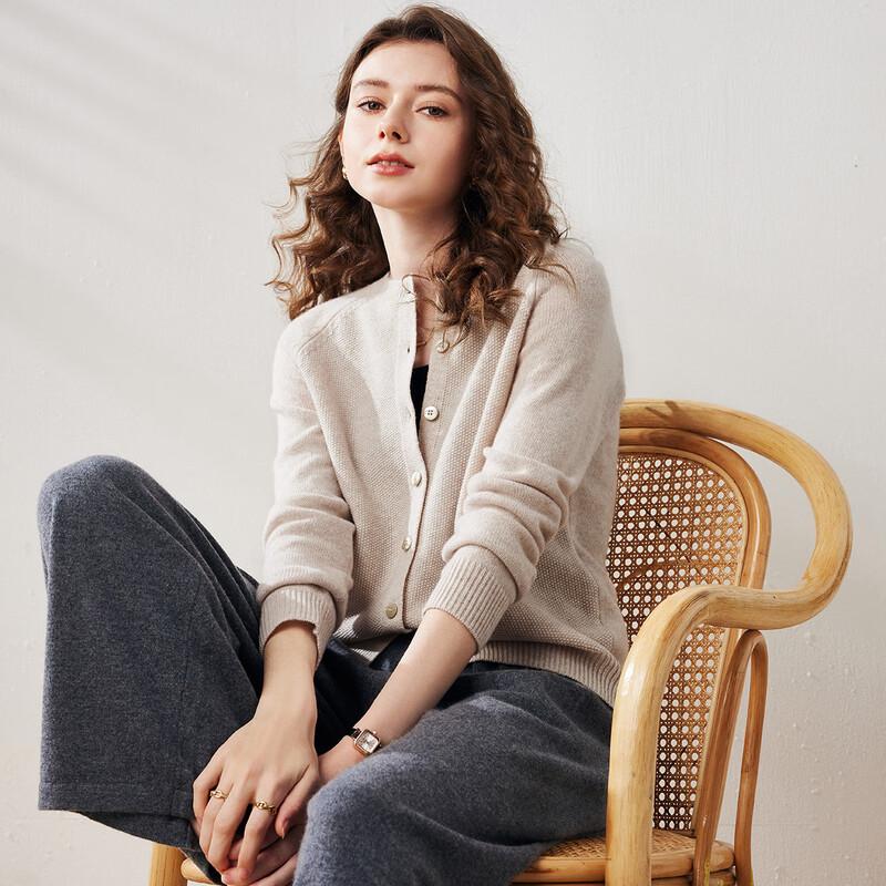 Women's Premium 100% Wool Crew Neck Casual Cardigan
