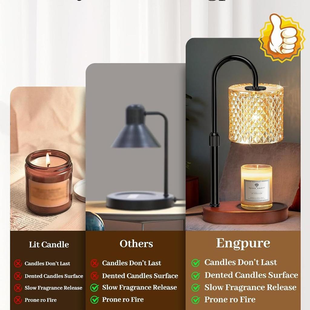Light Luxury Melting Wax Scented Candle Lamp Solid Wood Creative Small Night Light Dimmable Bedside Table